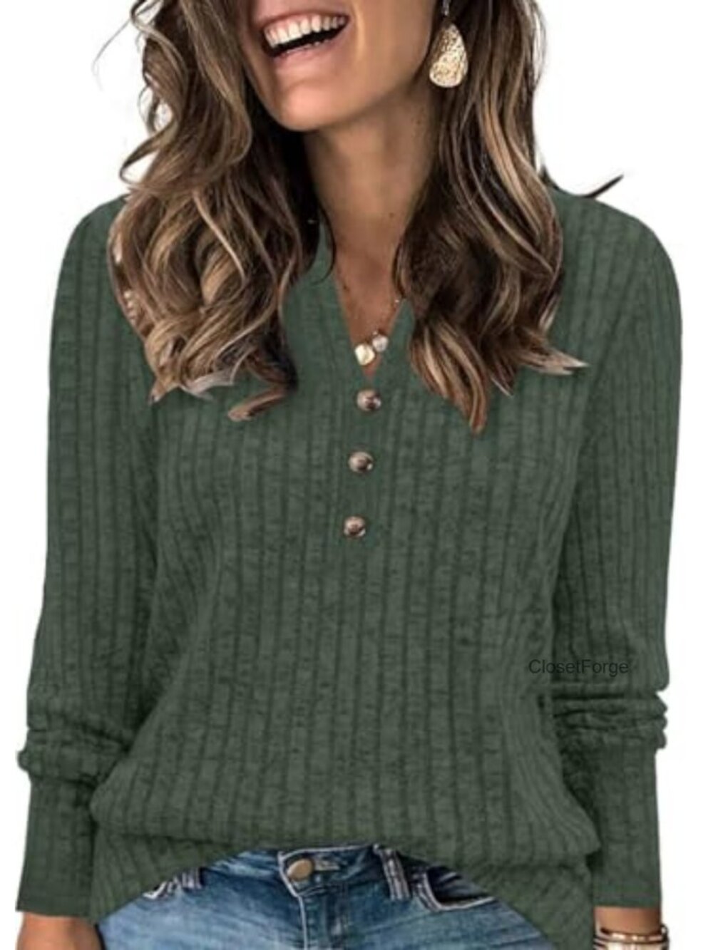 Plus Size Tunic Sweaters Long Sleeve Button Down Henley Casual Blouse